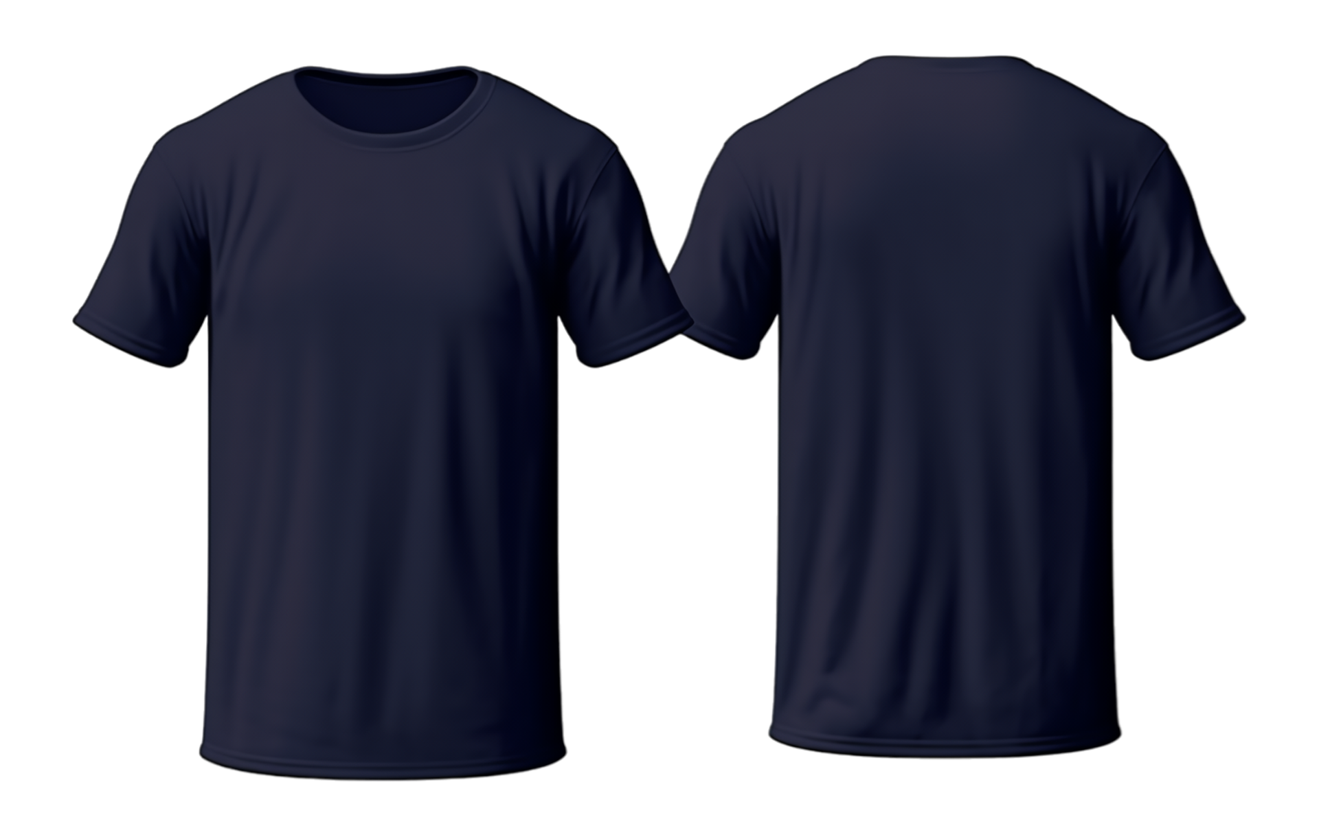 AI generated Navy or dark blue t-shirt mockup front and back view