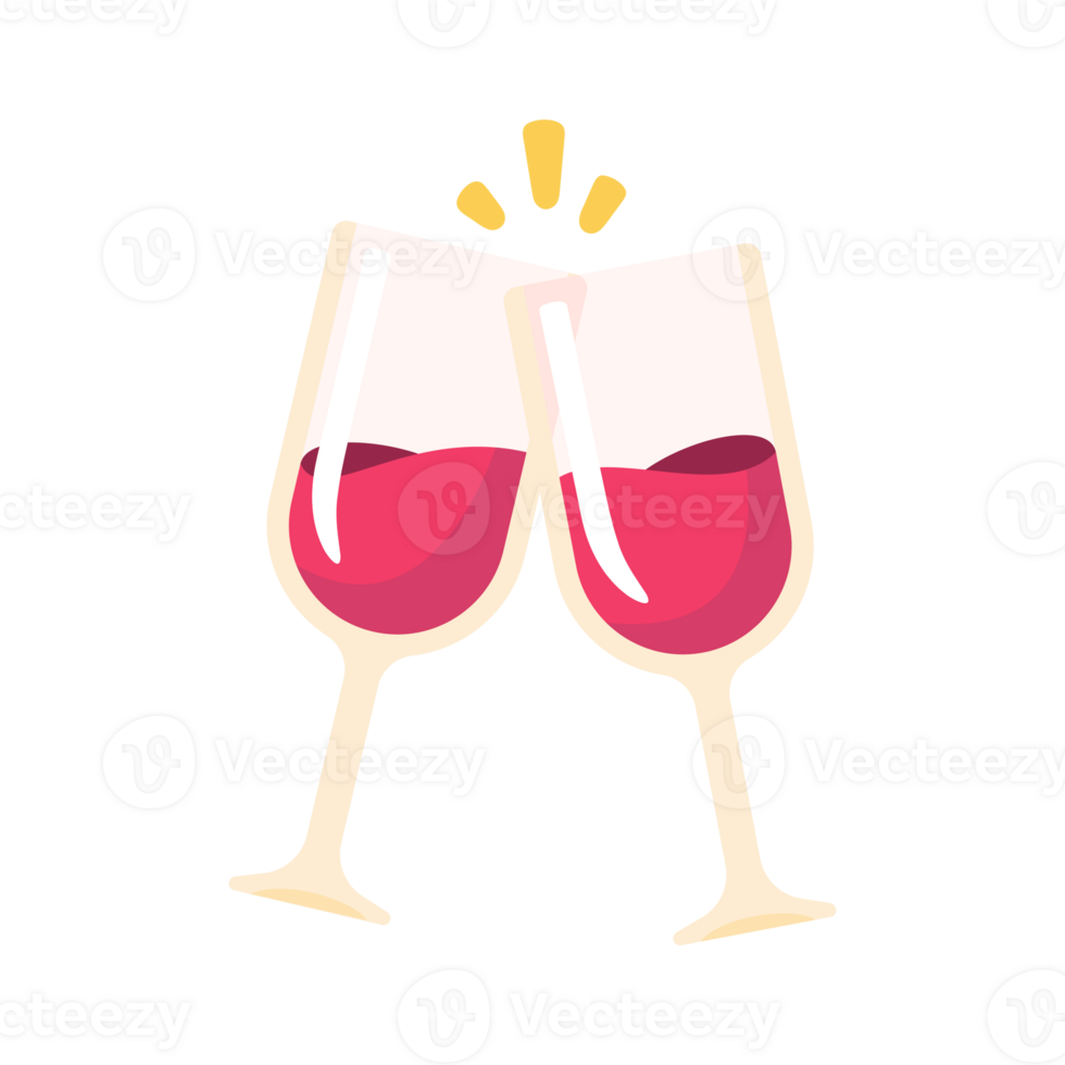 Wine glasses clink together to celebrate a couple at their wedding ceremony. png