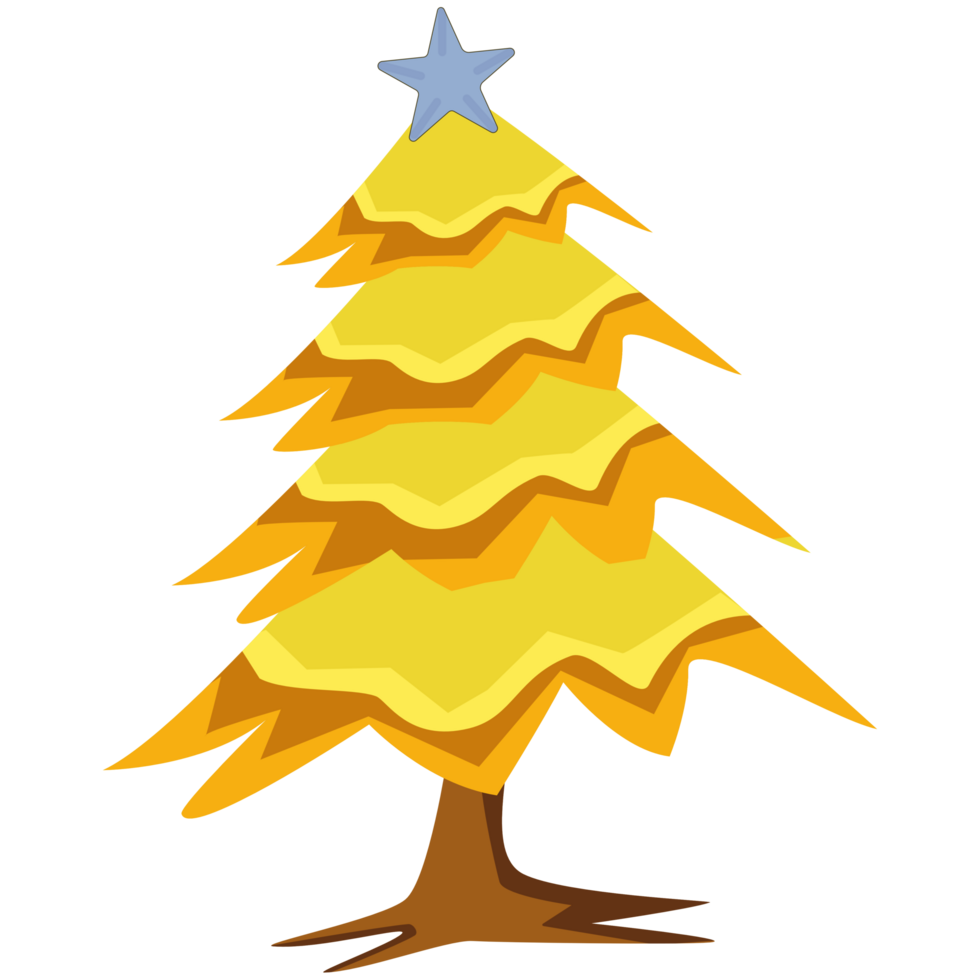 Holiday Cartoon, yellow christmas tree with star, Decoration. png