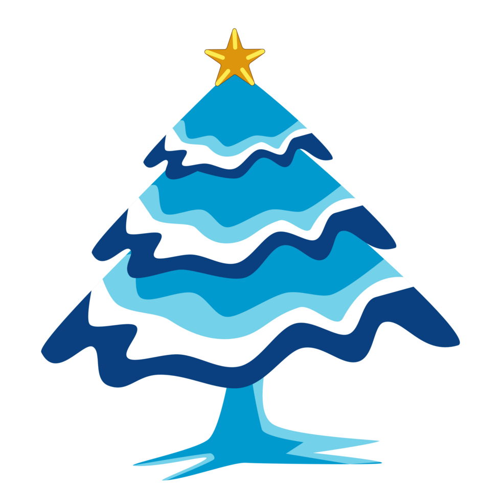vacanza cartone animato, blu Natale albero con stella, decorazione. png