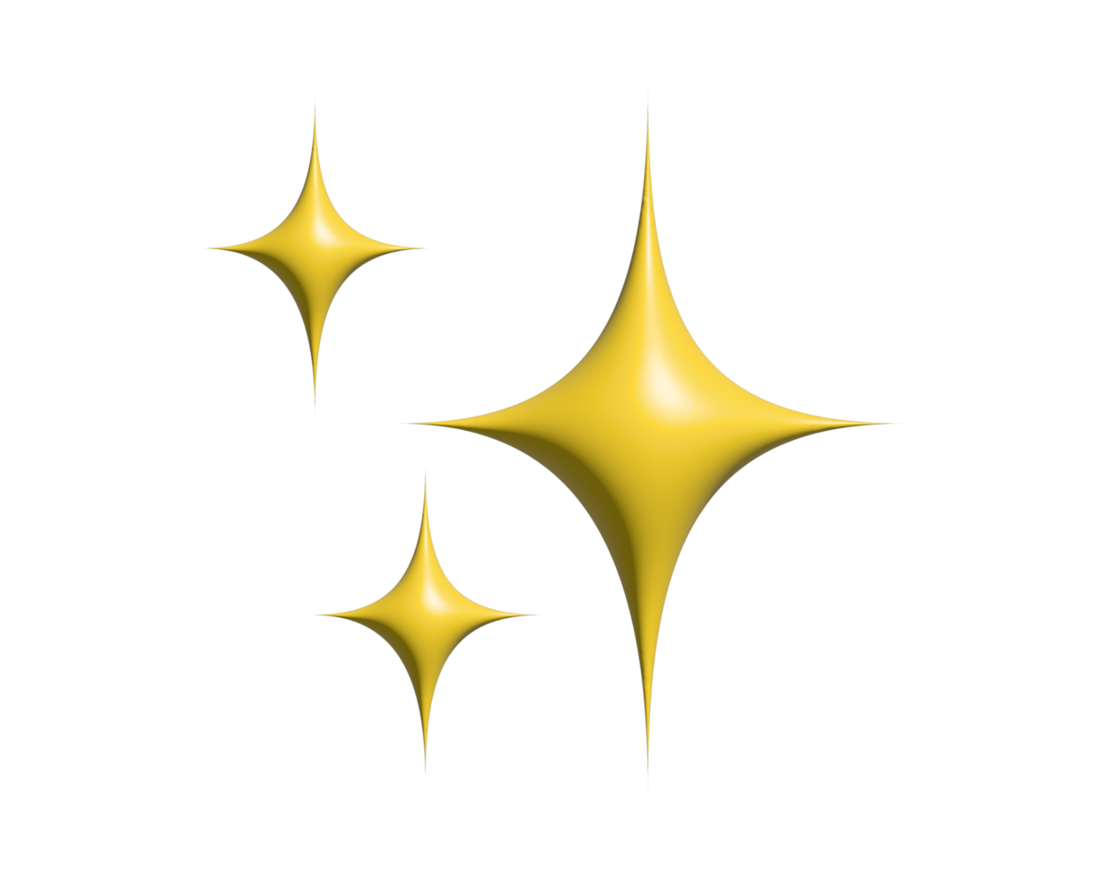 étincelant clignote de scintille, Jaune quatre points étoiles 3d icône png