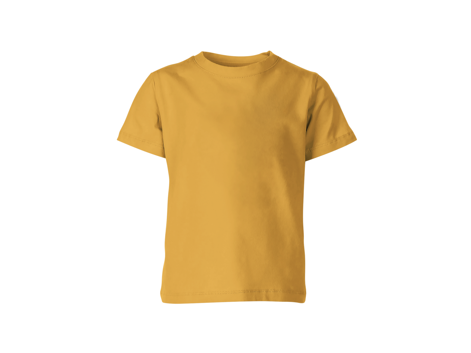 Isolated blank fashion T-shirt honey yellow colour front mockup ...