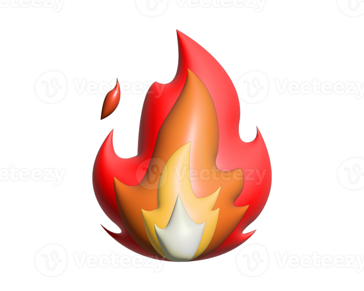 Red, orange, yellow flickering flame fire 3D icon png