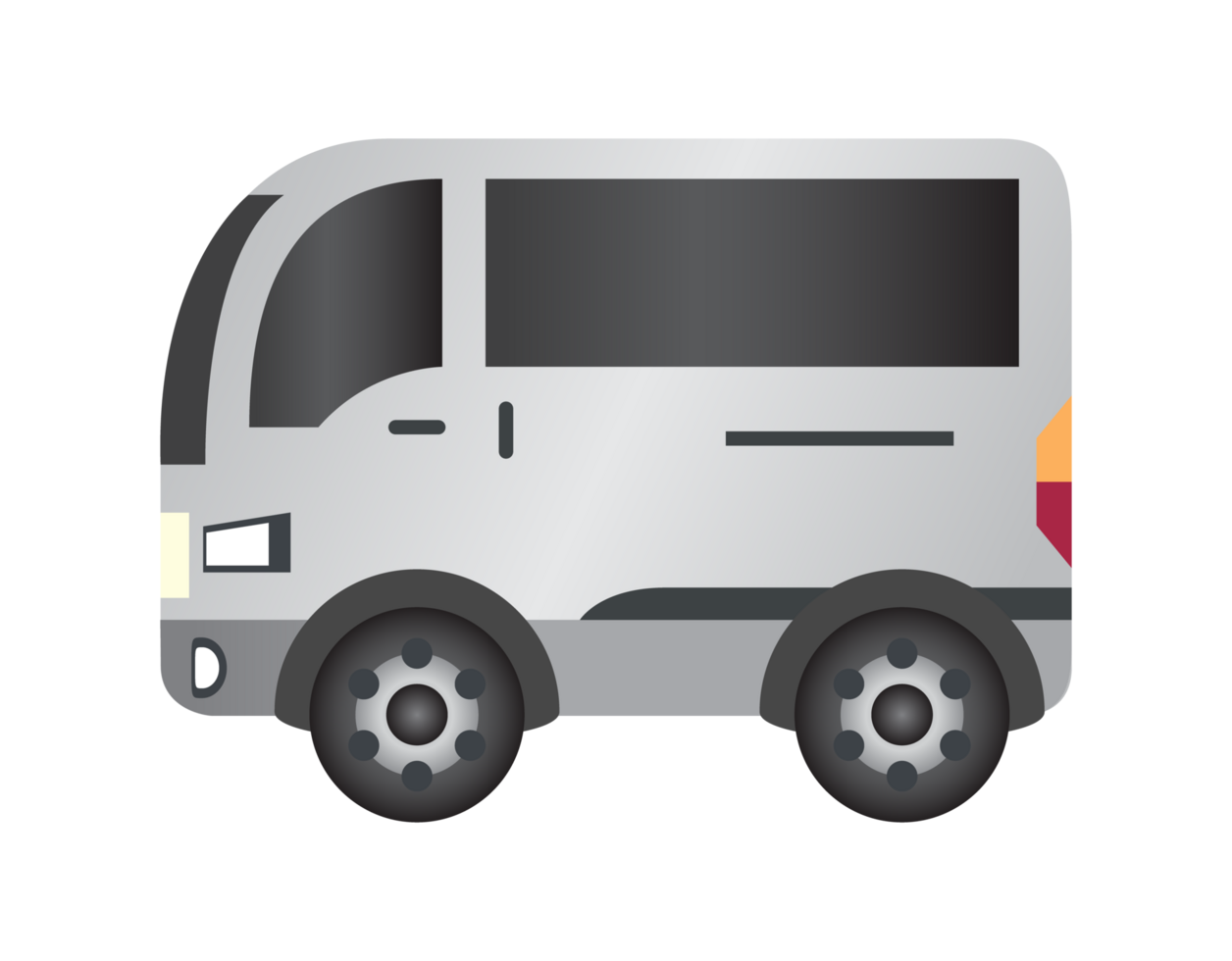 The isolated vector side of silver vehicle car icon, represents minivan, van, truck, campervan or motorhome png