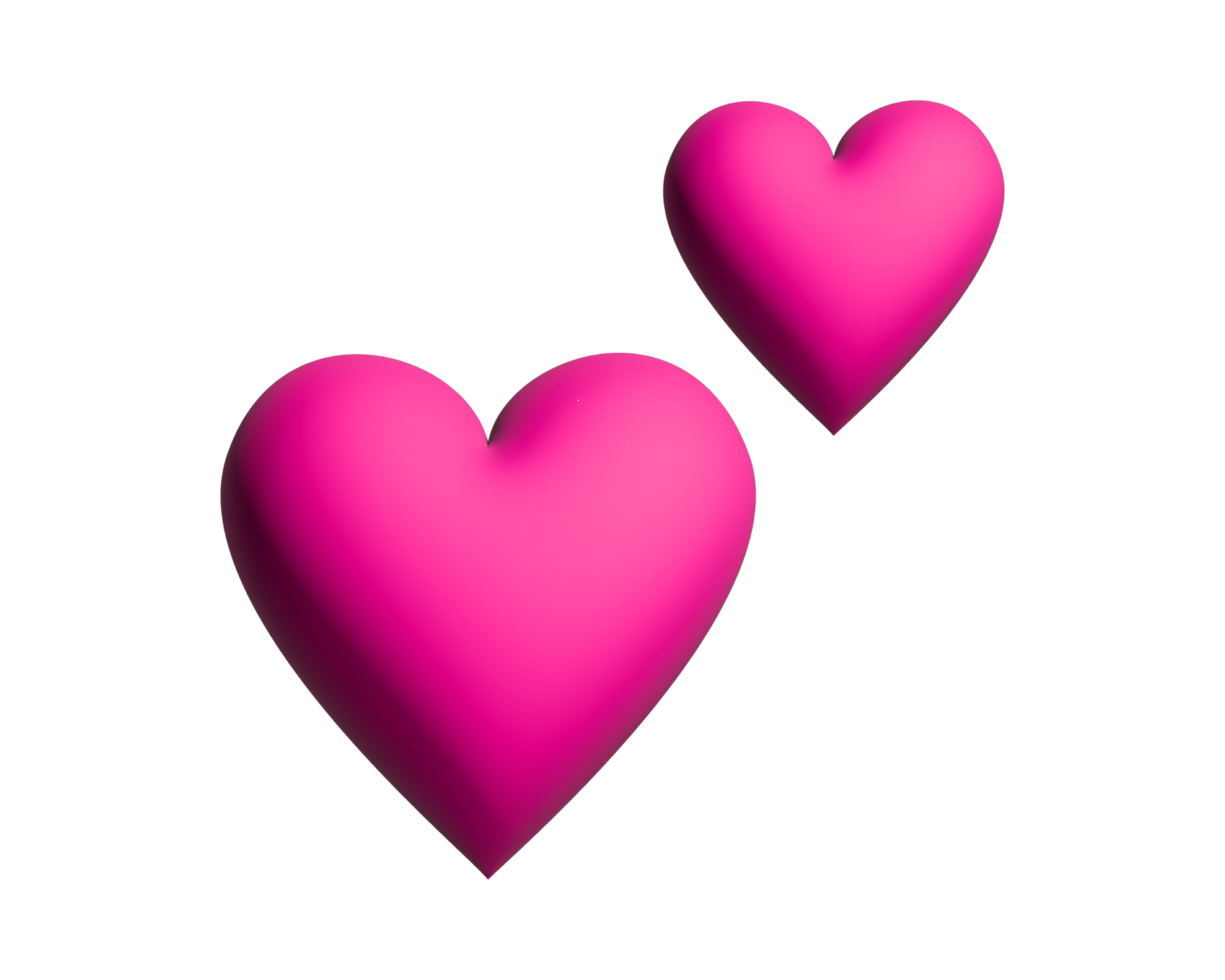 Two love pink hearts 3D icon, used for expressions of love is in the air png