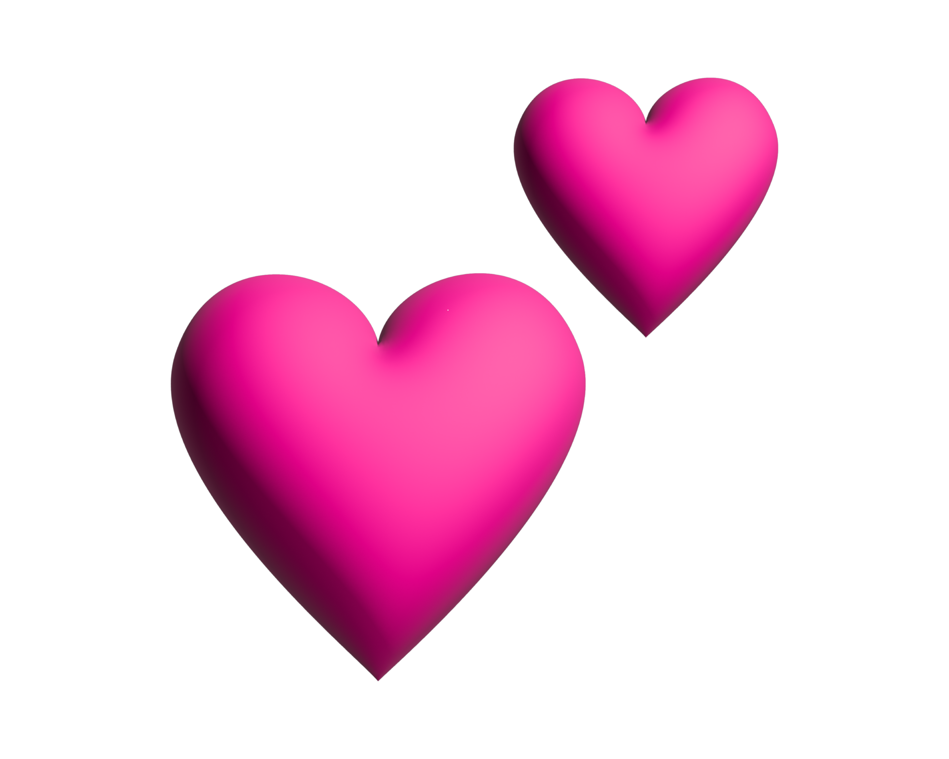 Two love pink hearts 3D icon, used for expressions of love is in the