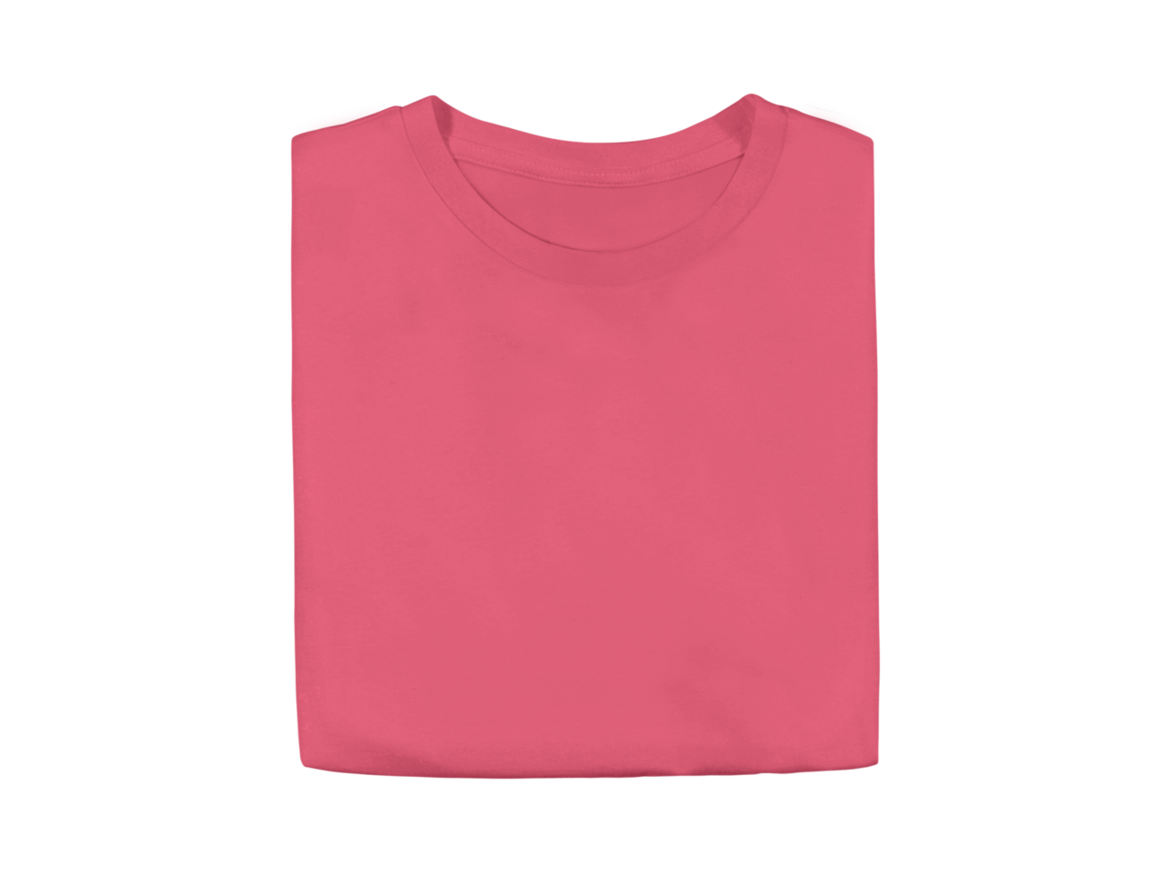 Isolated coral silk pink colour blank fashion folded tee front mockup template png