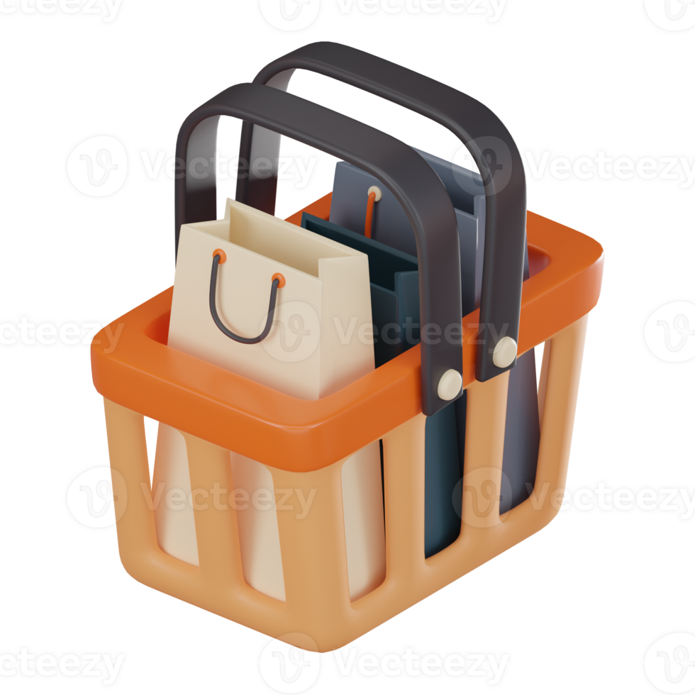 Enhance Your Online Deals with shopping bags shopping baskets Icon. 3D render png