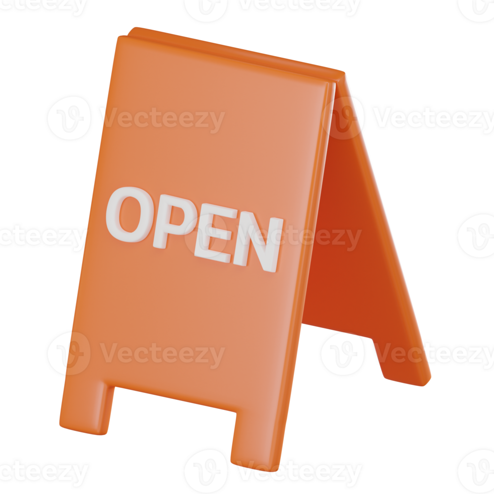 Modern Open Sign for Business Storefronts. 3D render png