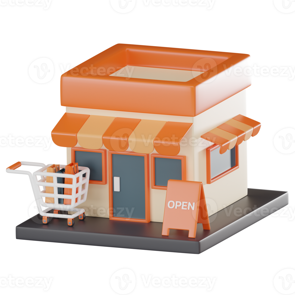 Superstore with Our Engaging 3D Store Front Icon. 3D render png