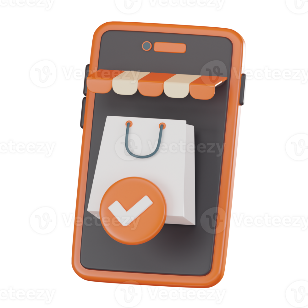 Online Shopping on Smartphone.3D render Illustration png