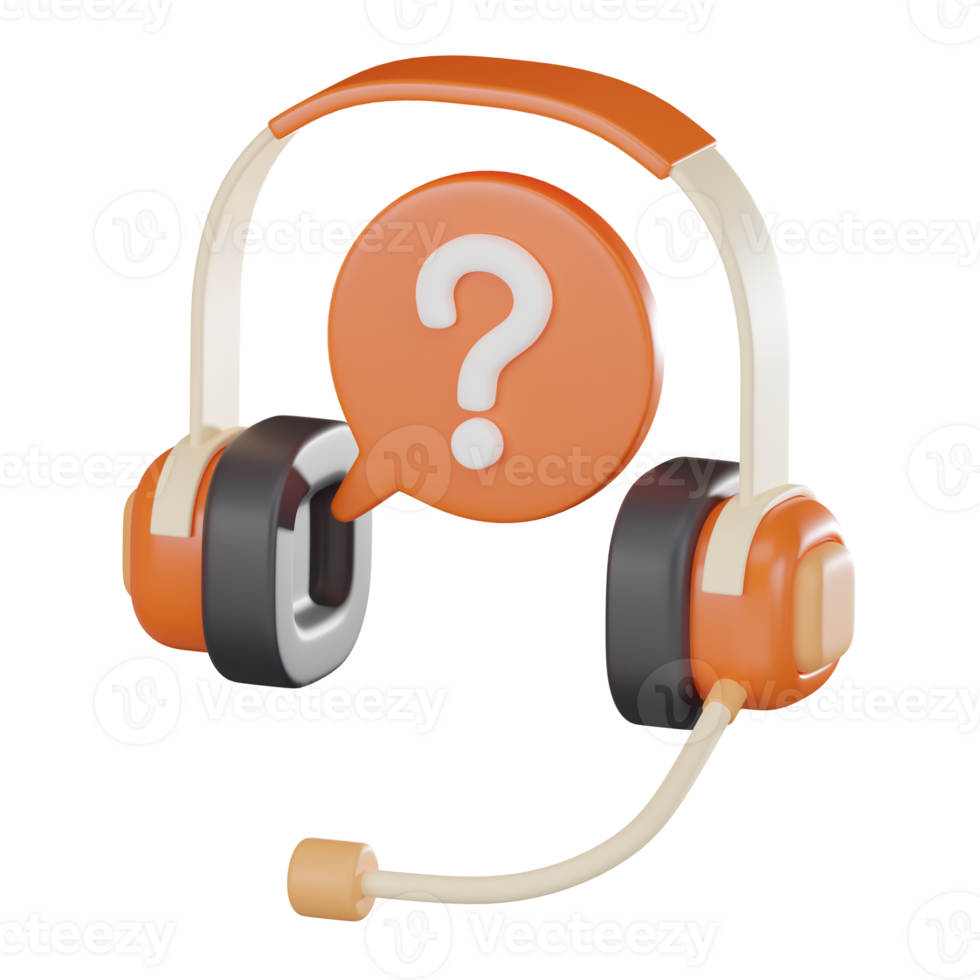 Online Customer Support with Headphones and Microphone Icon. 3D render png