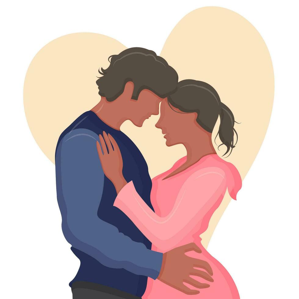 amoroso Pareja hombre y mujer plano estilo pegatina modelo San Valentín día impresión vector