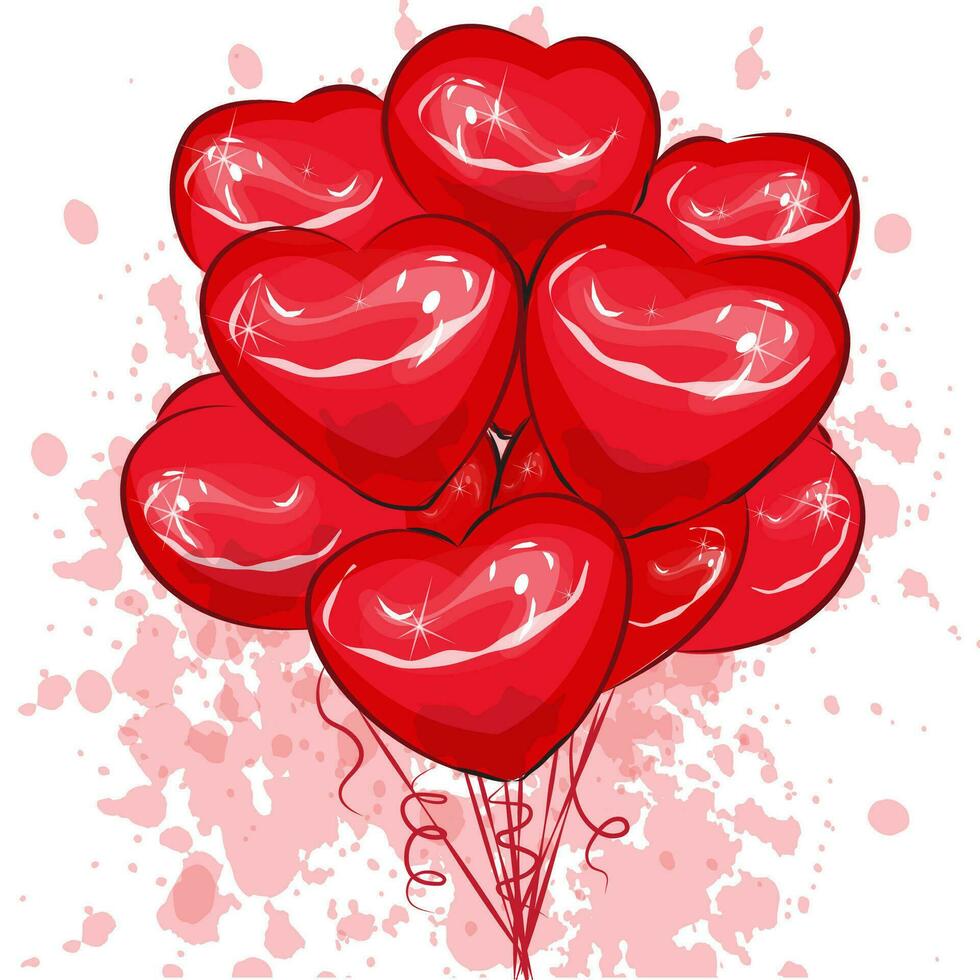 Beautiful heart shaped balloons heart print or template valentine vector illustration