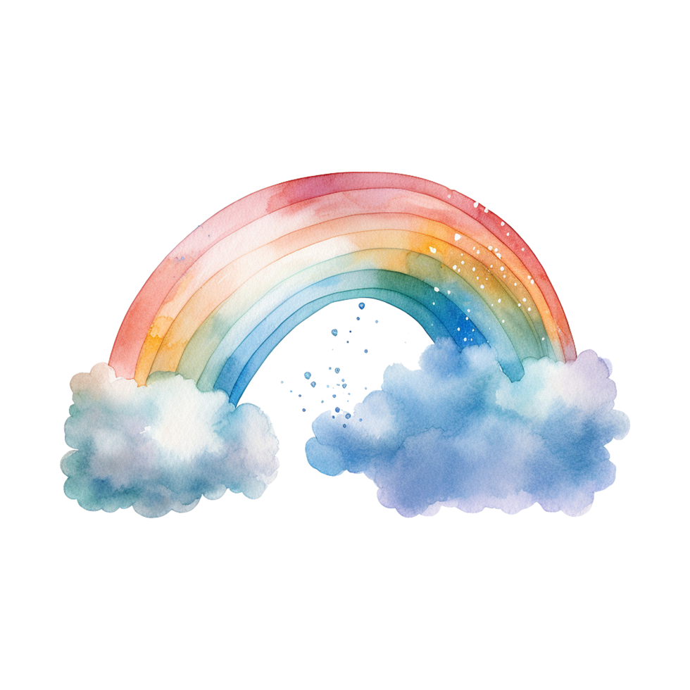 AI generated Watercolor of a rainbow with clouds isolated on Transparent background png