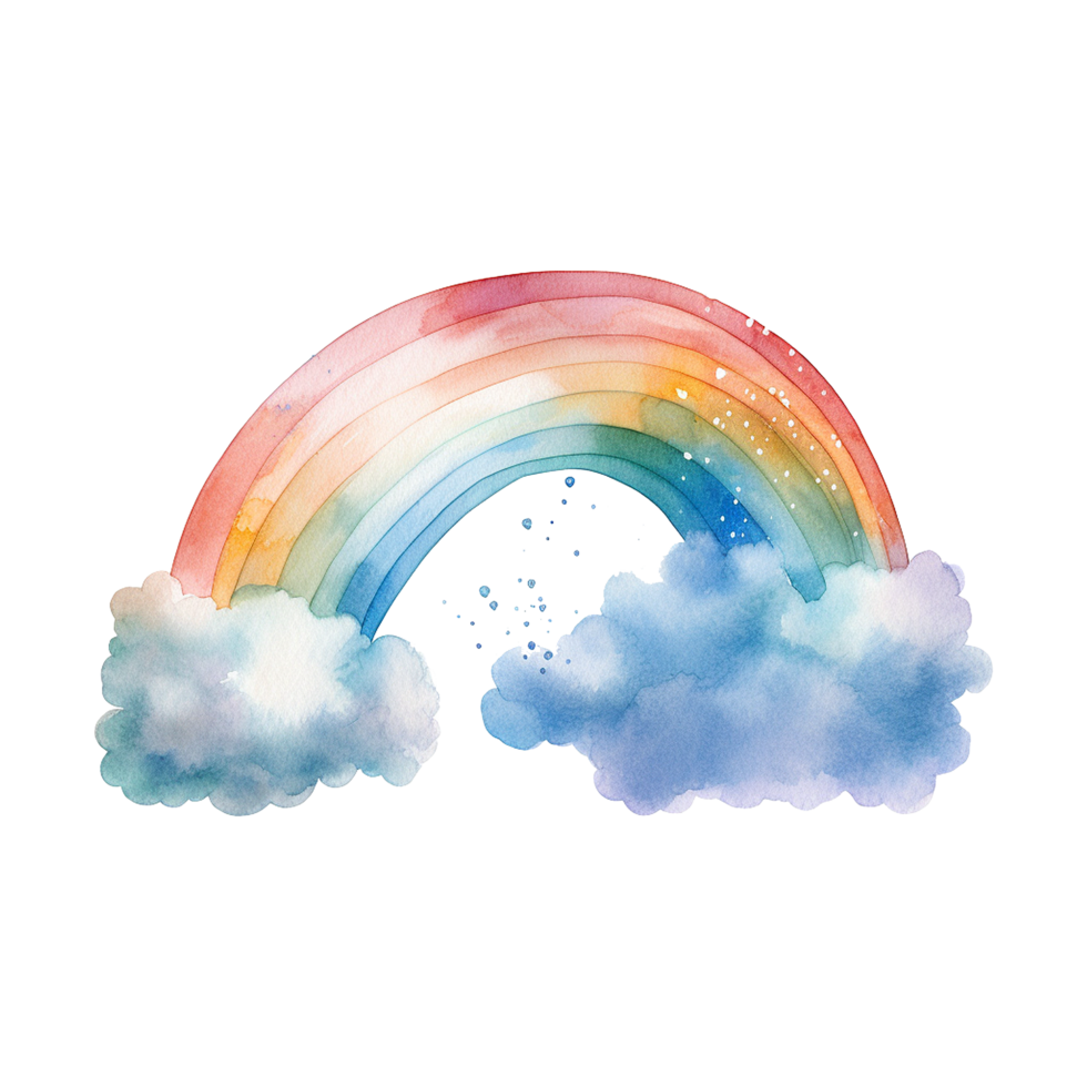 ai généré aquarelle de une arc en ciel avec des nuages isolé sur transparent Contexte png