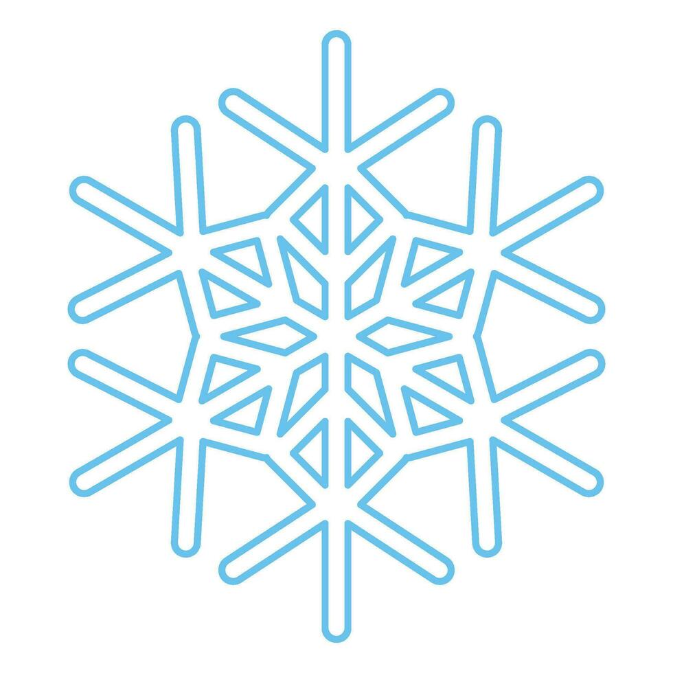 Winter Blue Fluffy Snowflake Thin Stroked Icon vector