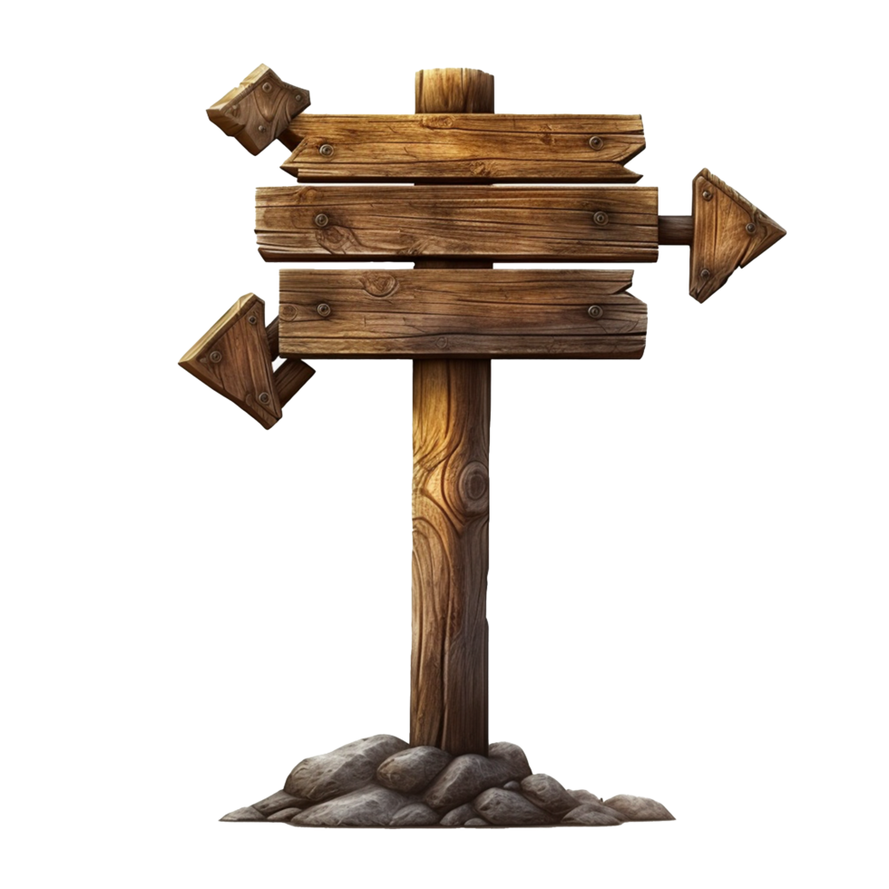 AI generated Wooden Signage Board Isolated on Transparent Background png