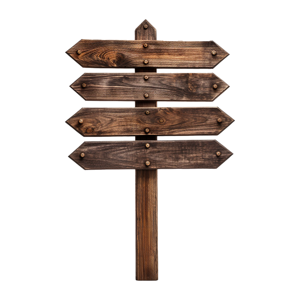 AI generated Wooden Signage Board Isolated on Transparent Background png