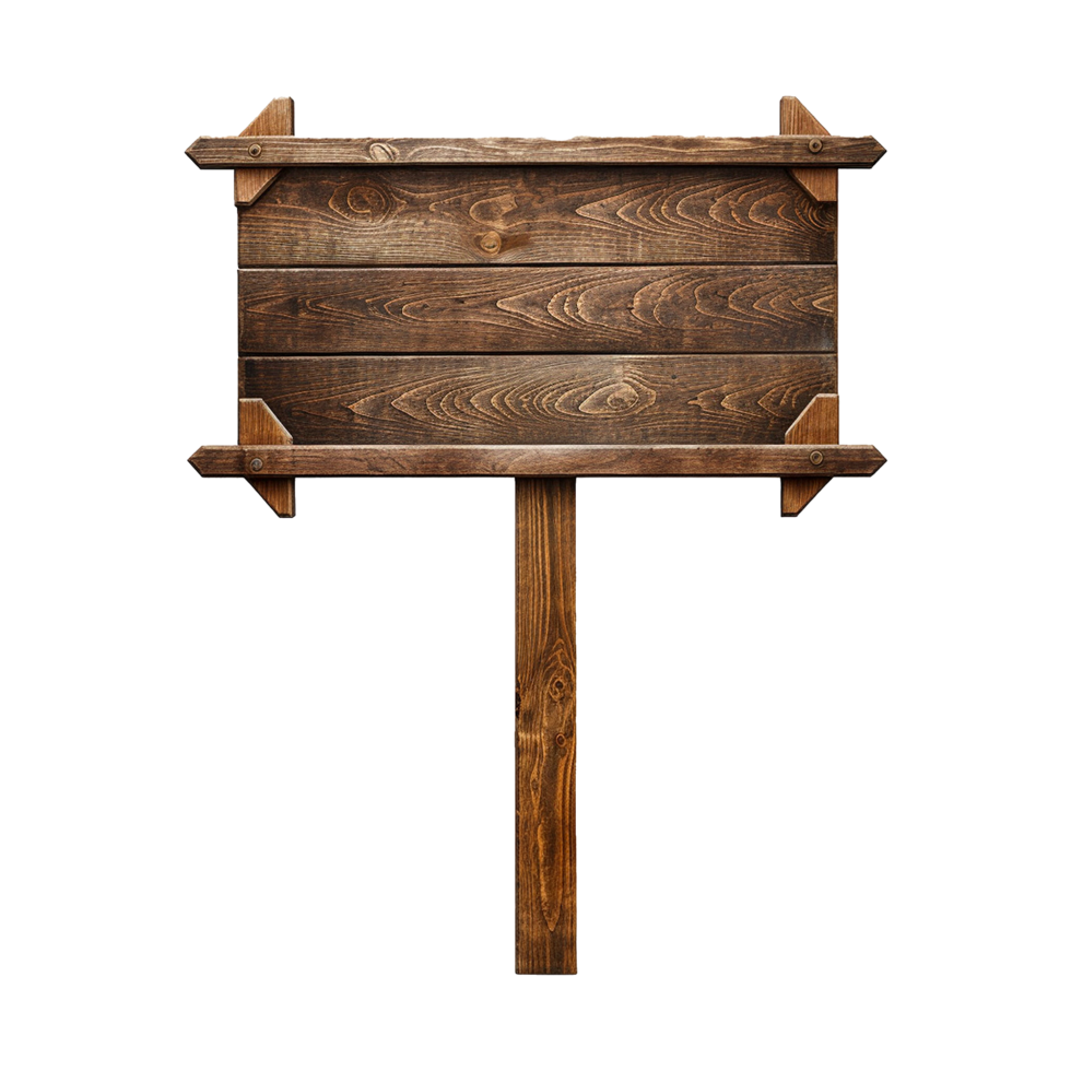 AI generated Wooden Signage Board Isolated on Transparent Background png