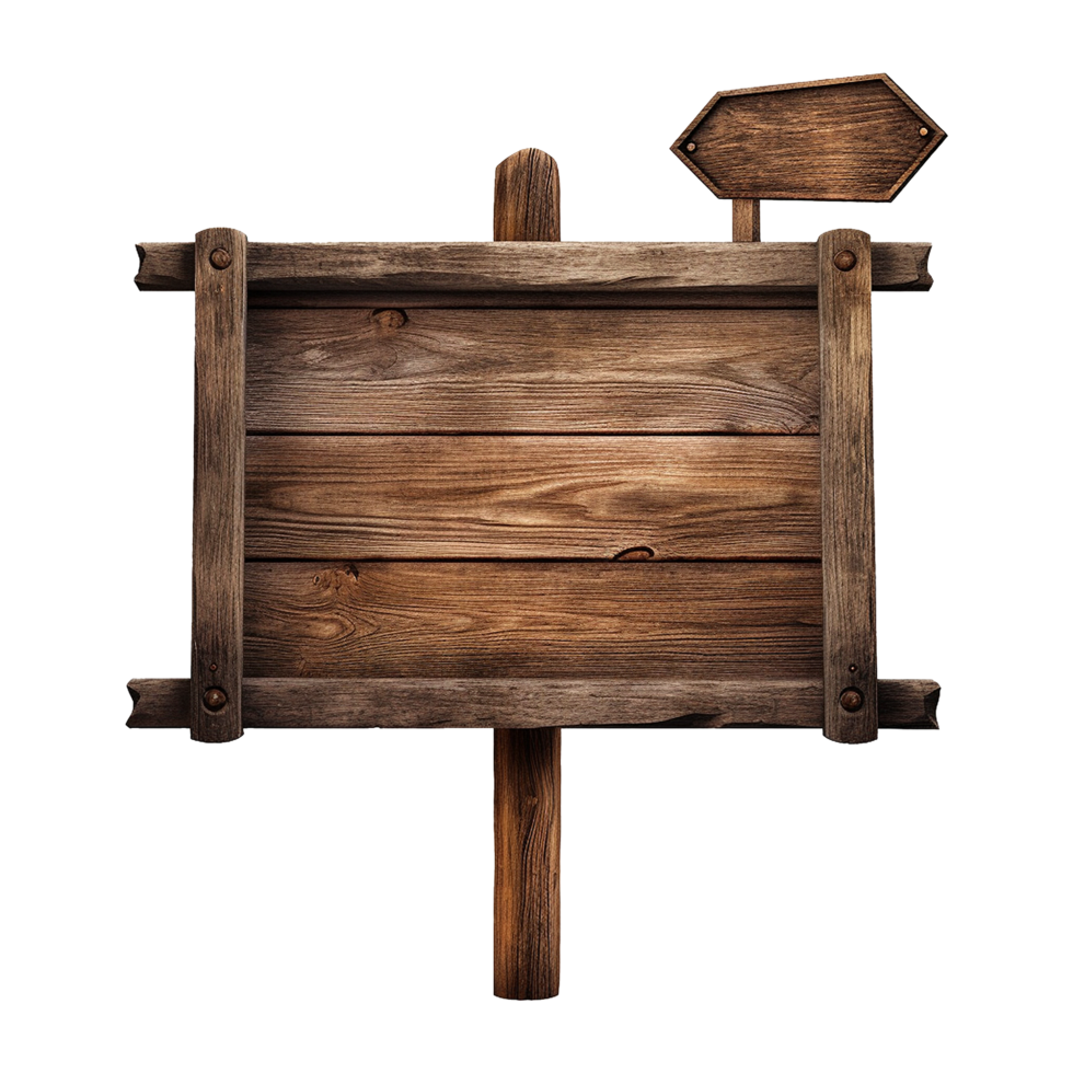 AI generated Wooden Signage Board Isolated on Transparent Background png