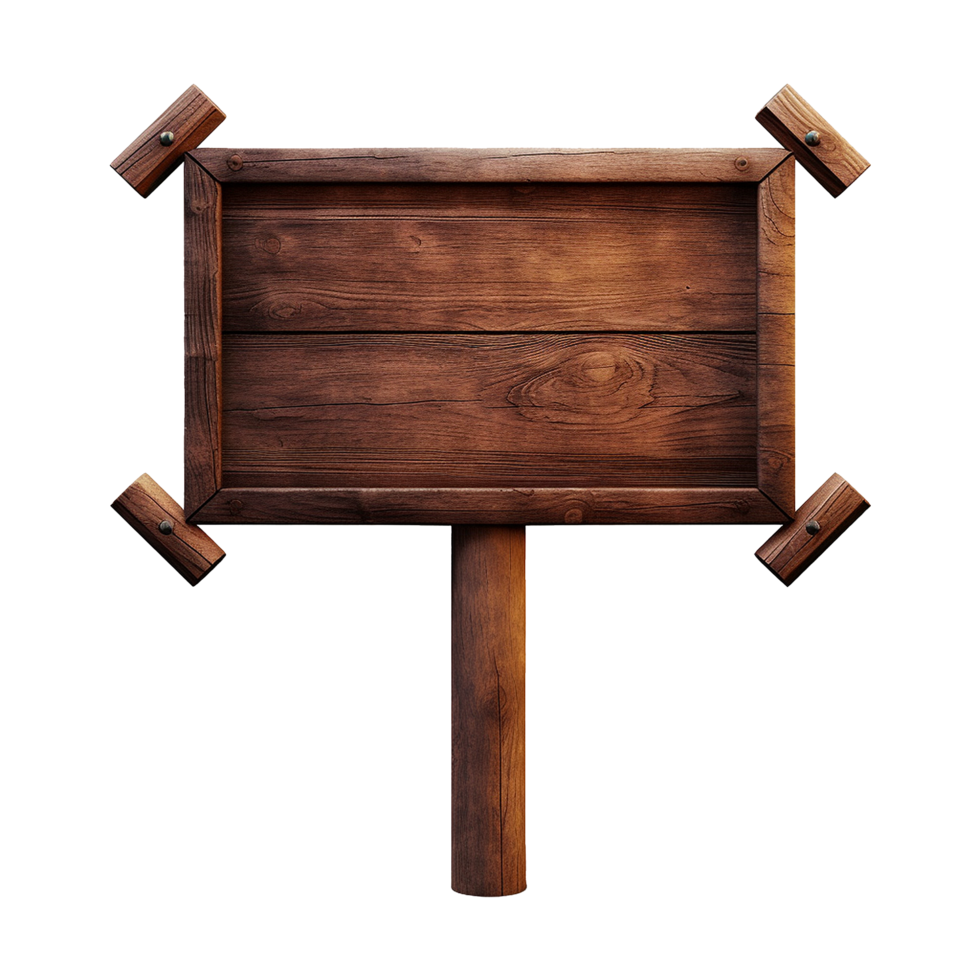 AI generated Wooden Signage Board Isolated on Transparent Background png