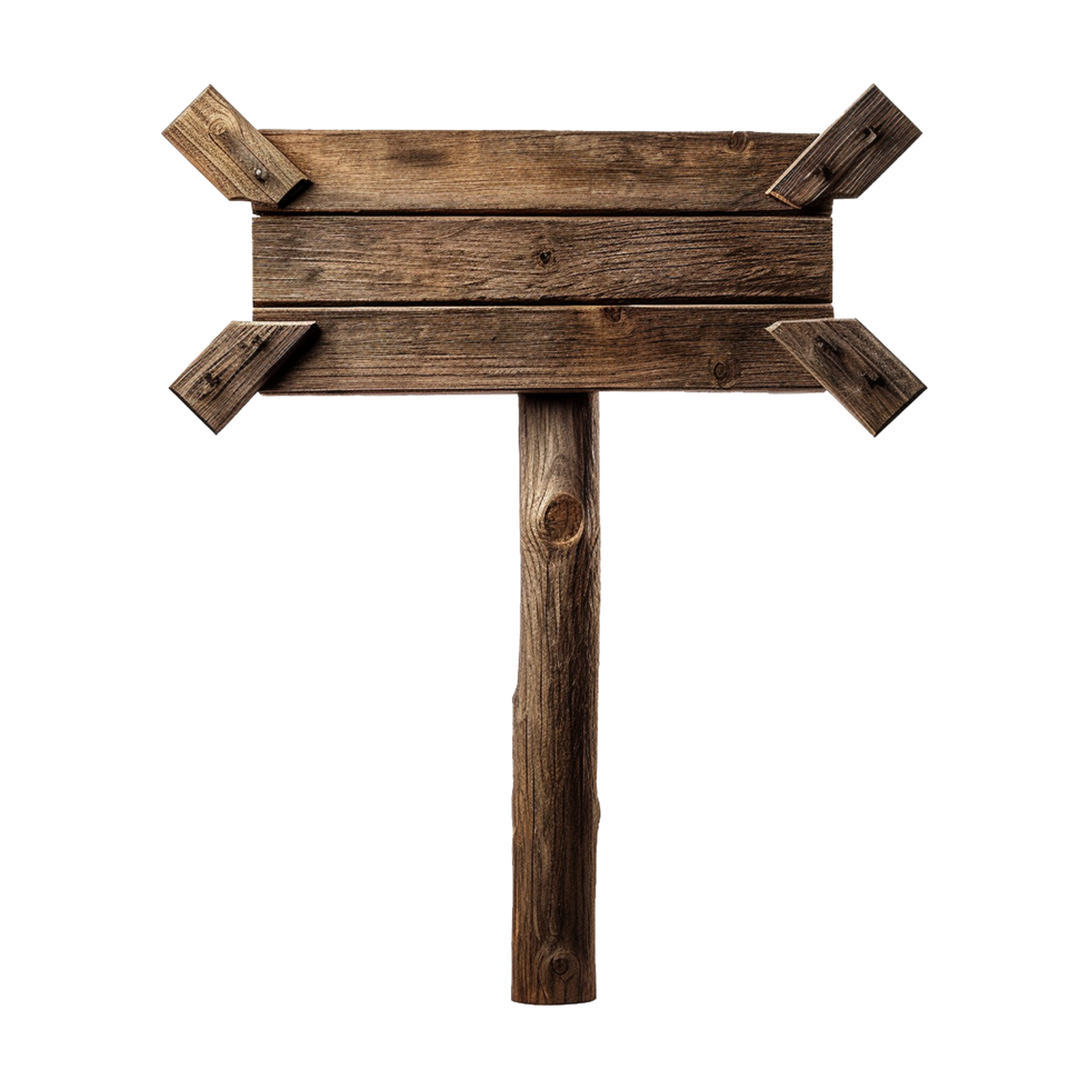 AI generated Wooden Signage Board Isolated on Transparent Background png