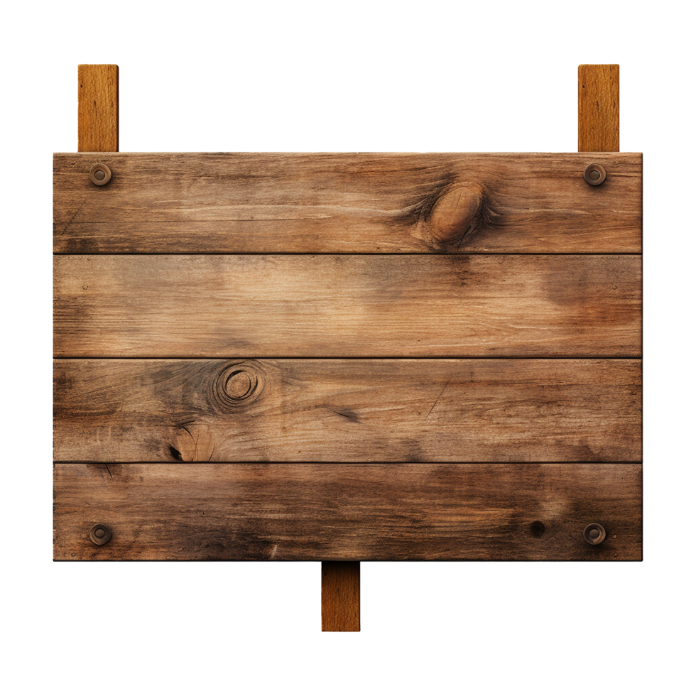 AI generated Wooden Signage Board Isolated on Transparent Background png