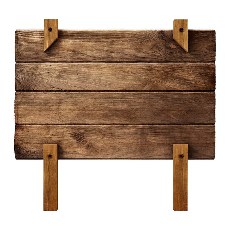 AI generated Wooden Signage Board Isolated on Transparent Background png
