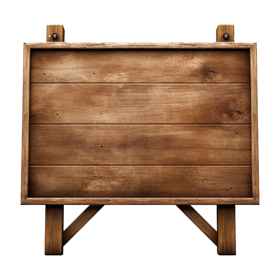 AI generated Wooden Signage Board Isolated on Transparent Background png