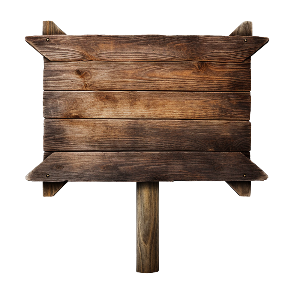 AI generated Wooden Signage Board Isolated on Transparent Background png