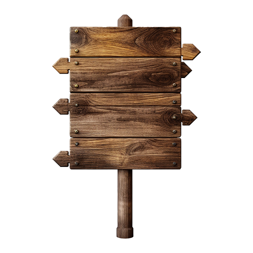 AI generated Wooden Signage Board Isolated on Transparent Background png
