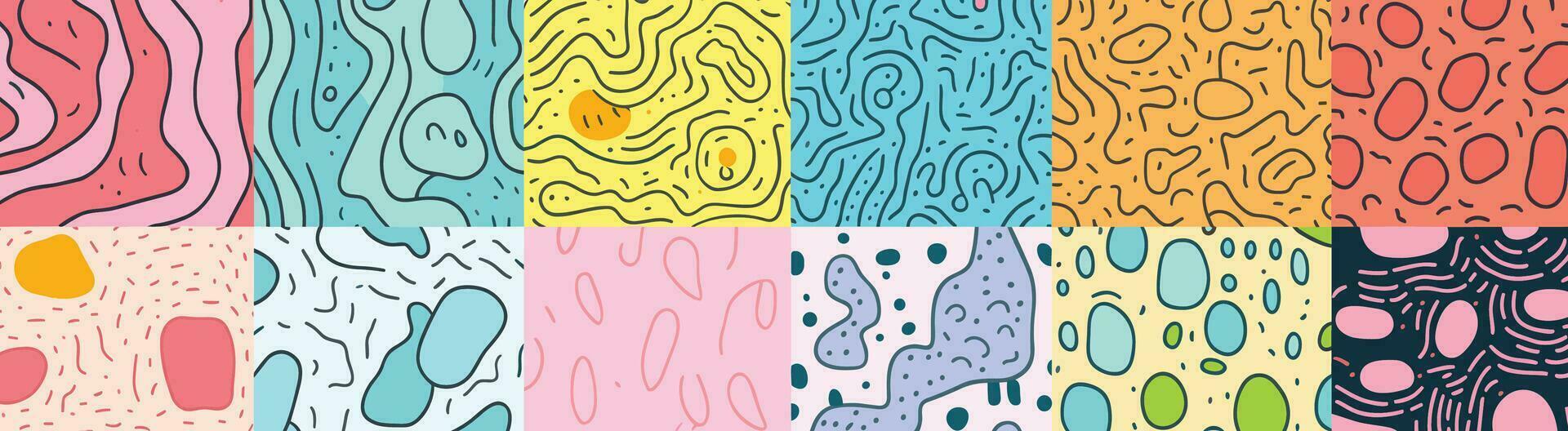 Colorful Line Doodle. A Creative Abstract Art Background Collection Suitable for Children or Festive Celebration Designs. This Bundle Offers a Simple, Childish Scribble Wallpaper vector