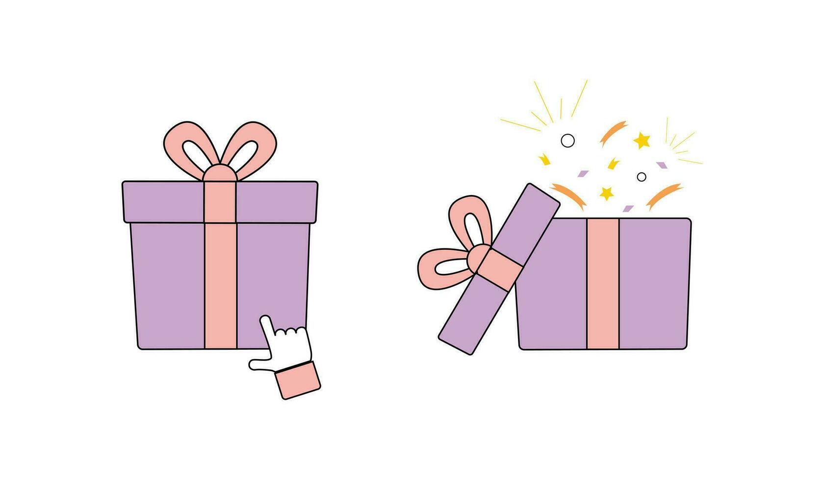 cute close and open giftbox 90s retro design in set vector
