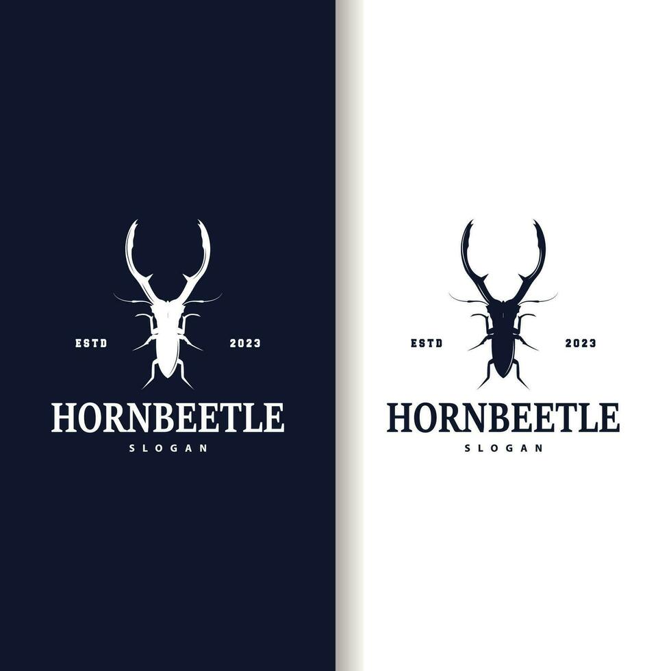 beetle logo design simple silhouette insect animal illustration template vector