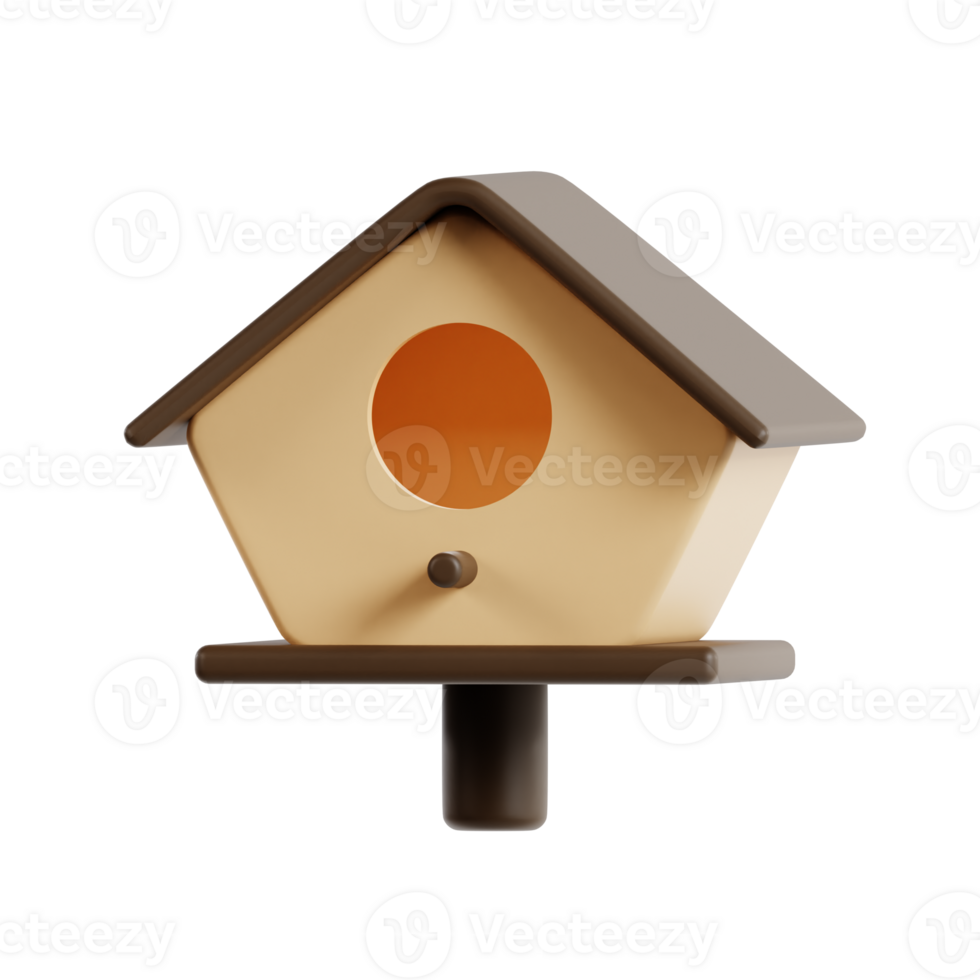 3d birdhouse with transparent background, spring season 3d set png