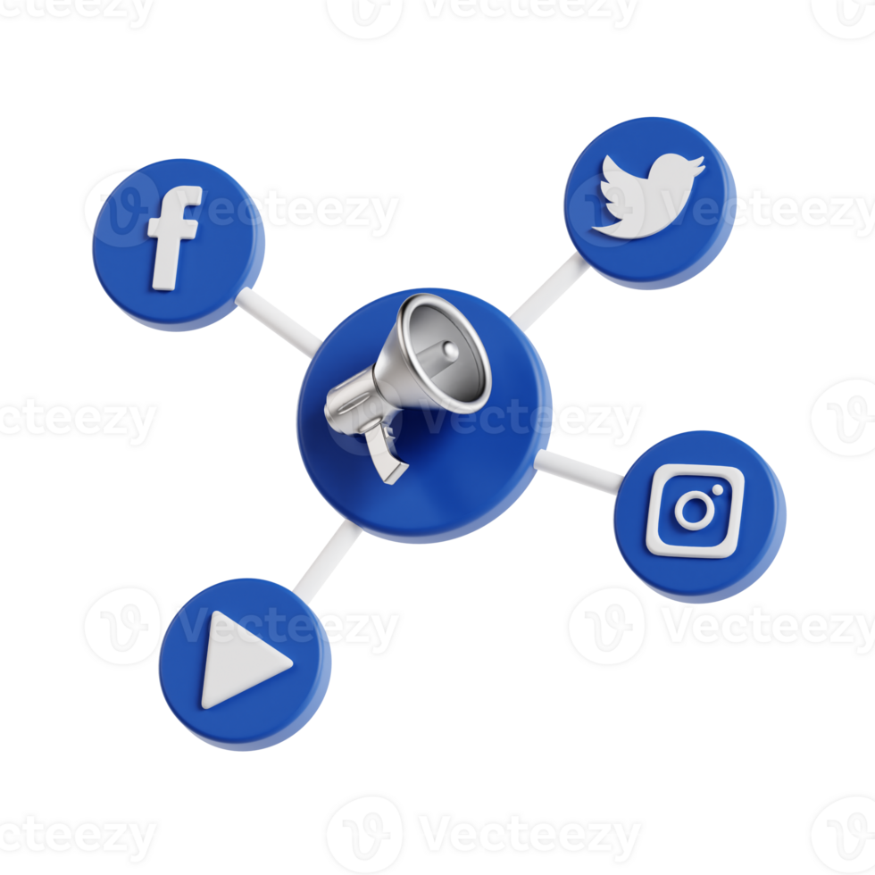 3d sociaal media afzet met transparant achtergrond, afzet en reclame png