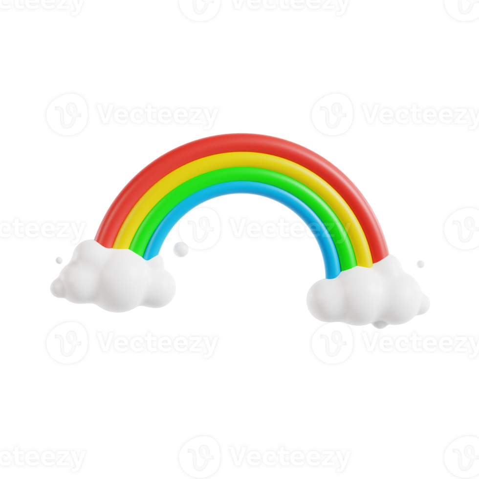 3d rainbow with transparent background, spring season 3d set png