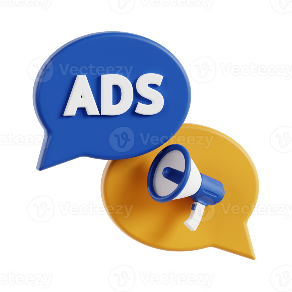 3d ads chat with transparent background, marketing and advertising png