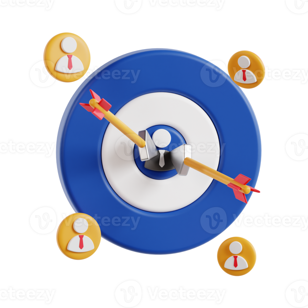 3d target audience with transparent background, marketing and advertising png