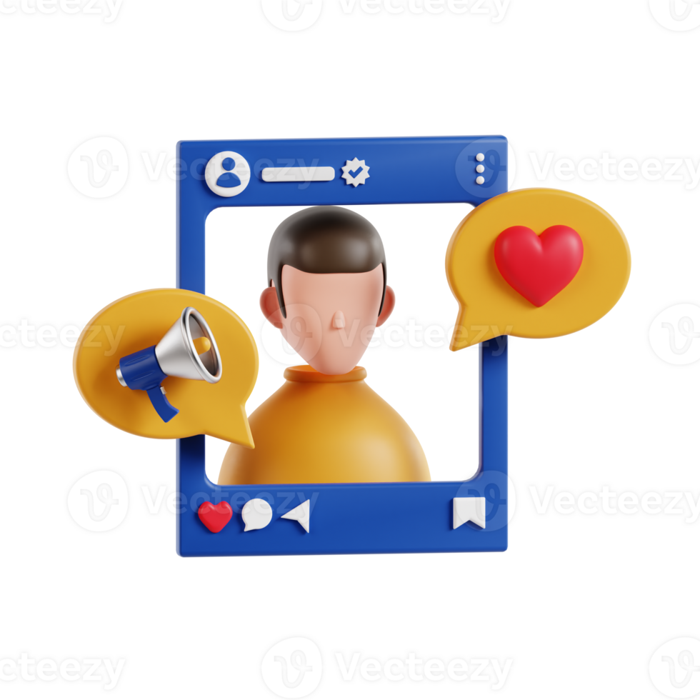 3d social media influencer with transparent background, marketing and advertising png