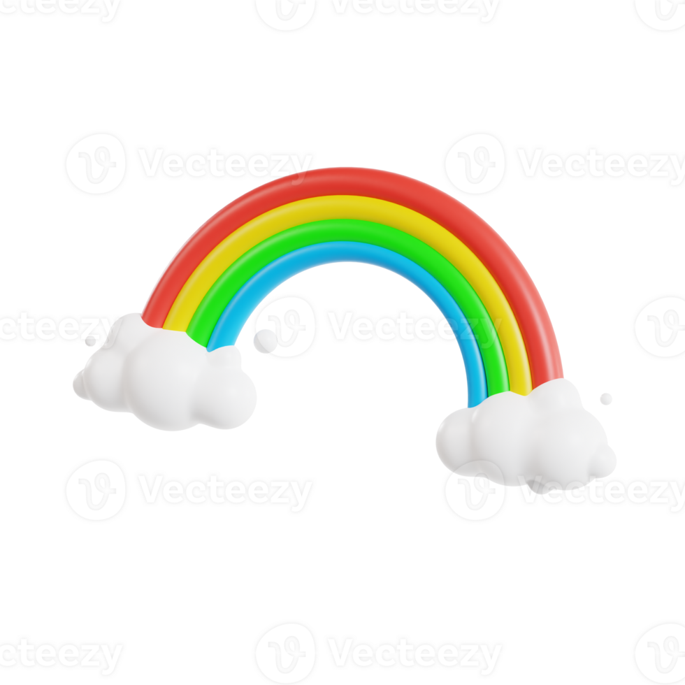 3d rainbow with transparent background, spring season 3d set png