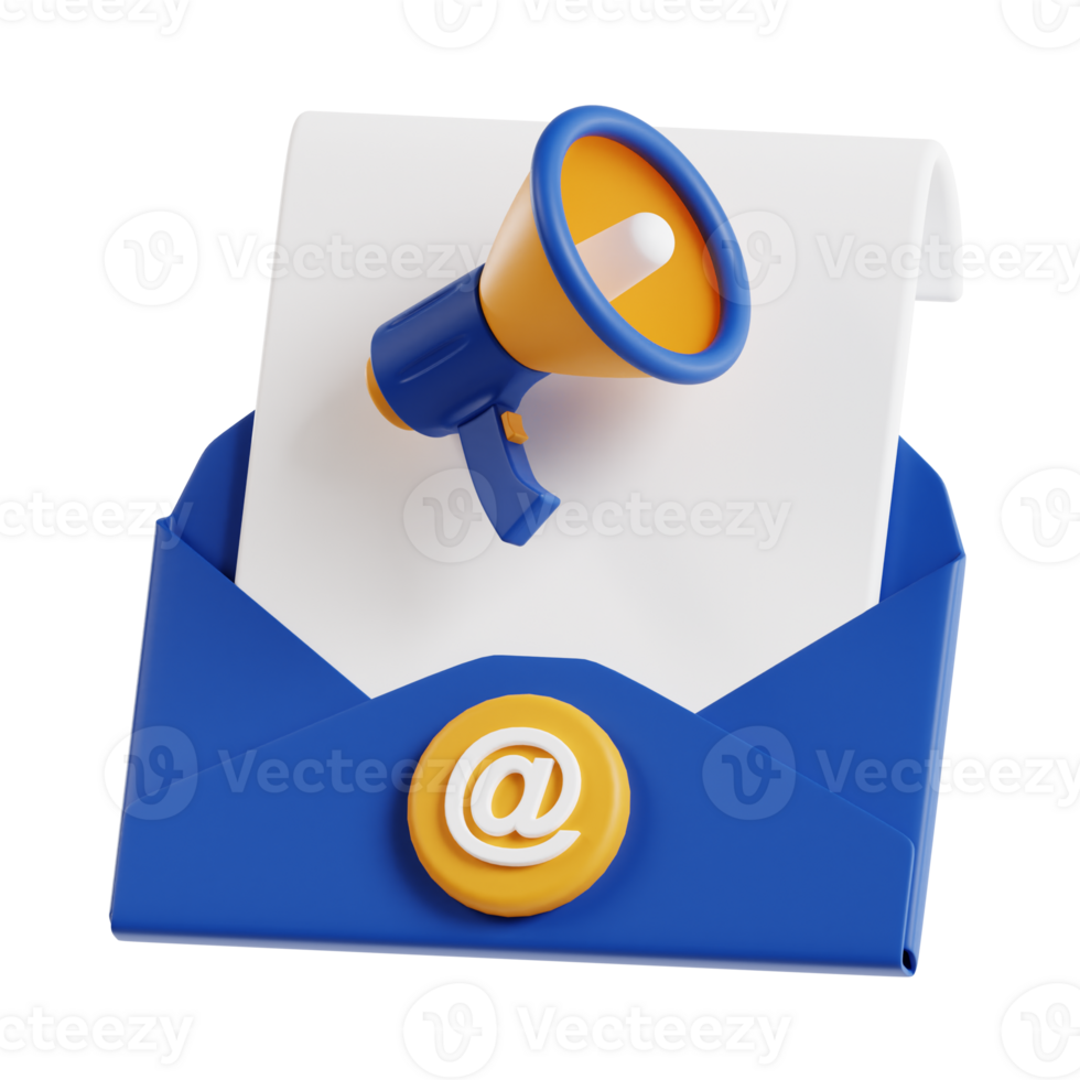 3d email marketing with transparent background, marketing and advertising png