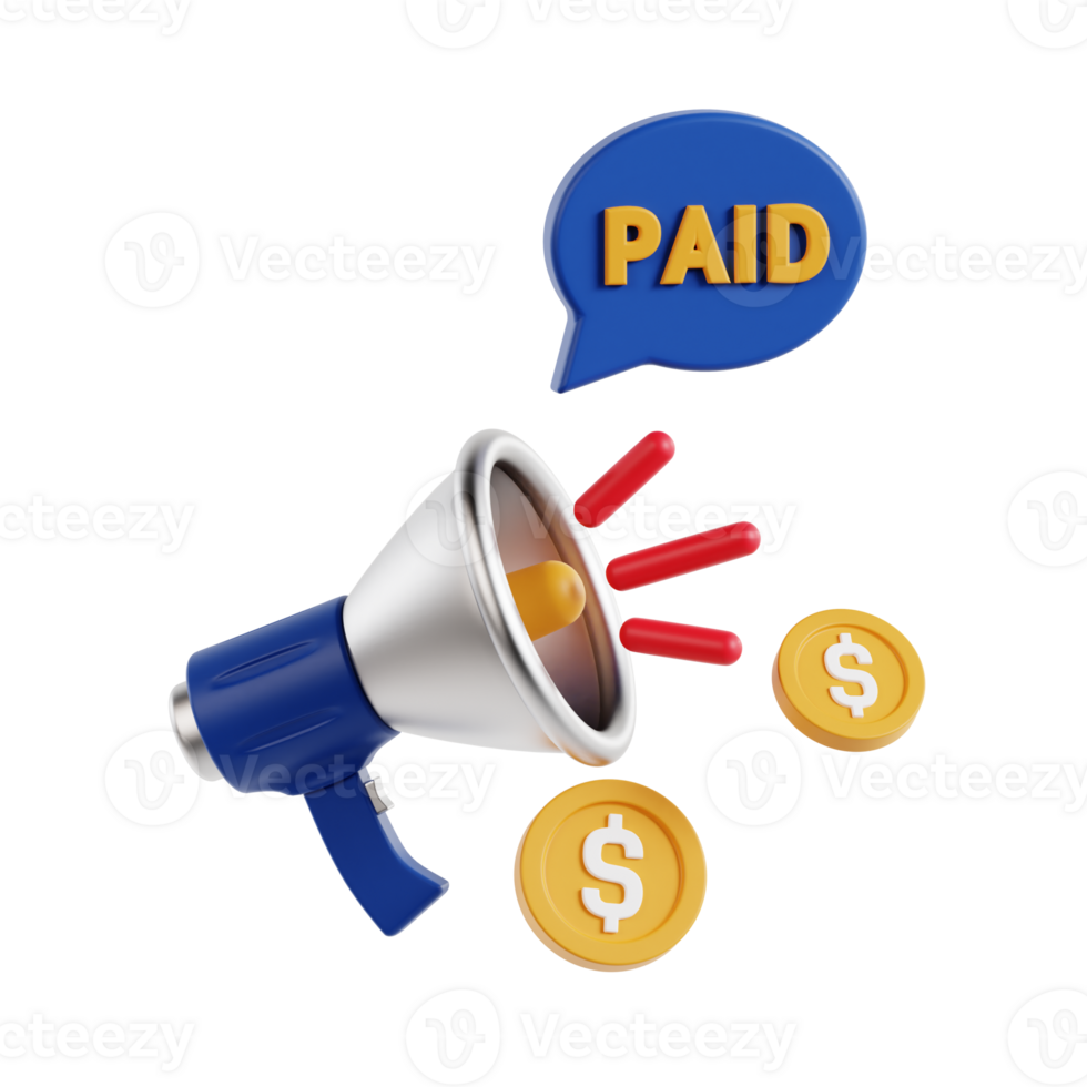 3d paid promote with transparent background, marketing and advertising png