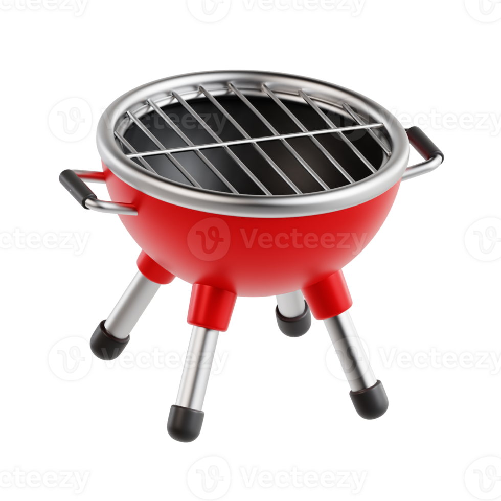 3d barbeque grill with transparent background, spring season 3d set png