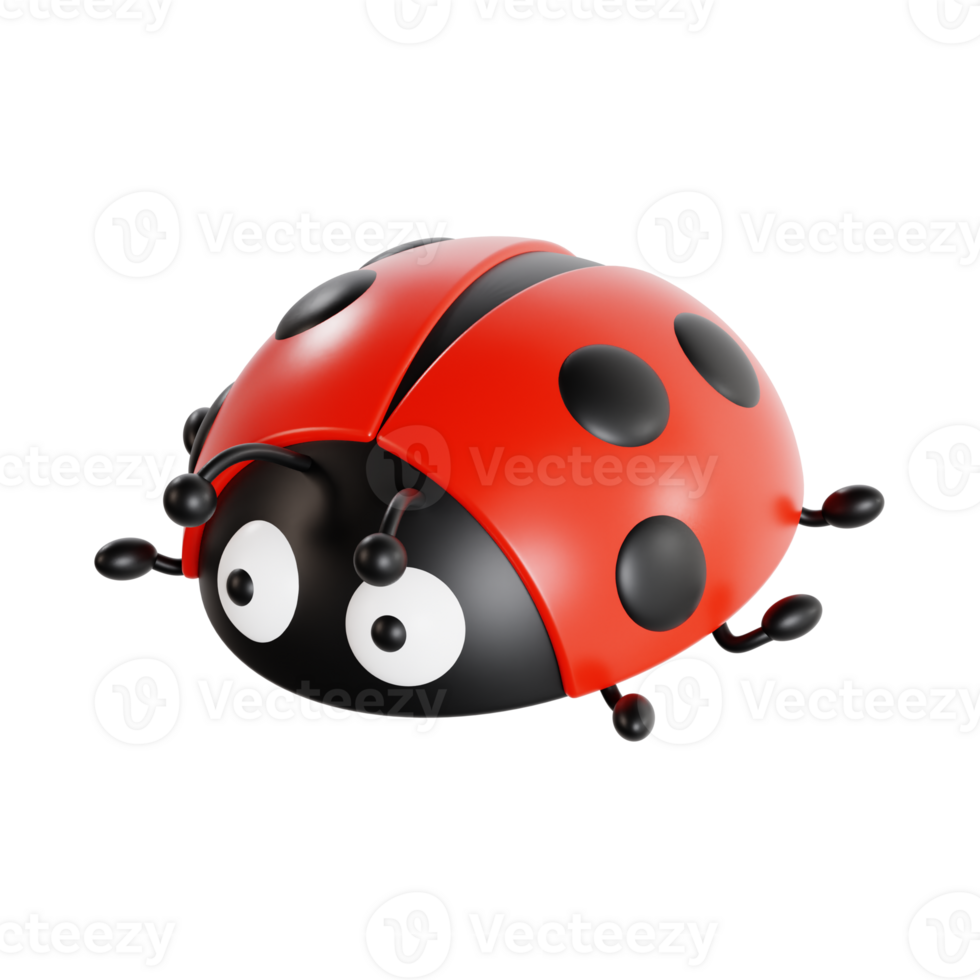 3d ladybug with transparent background, spring season 3d set png