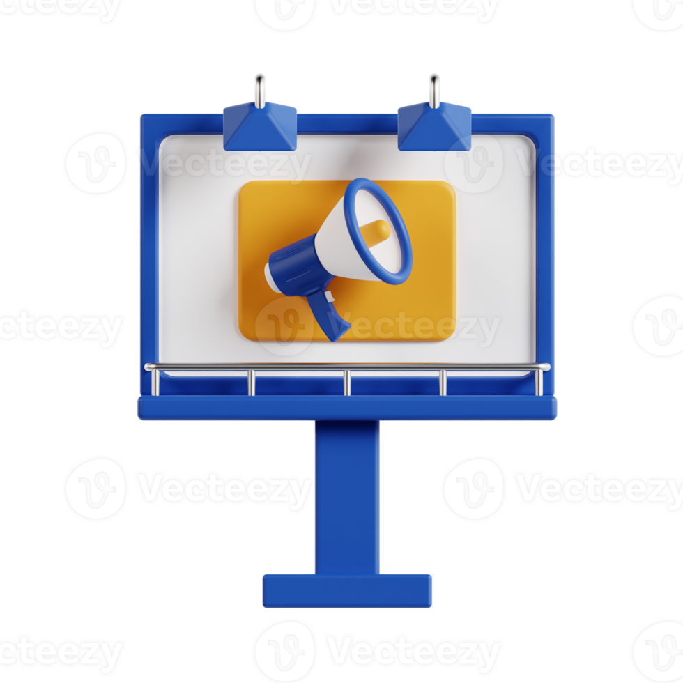 3d billboard with transparent background, marketing and advertising png