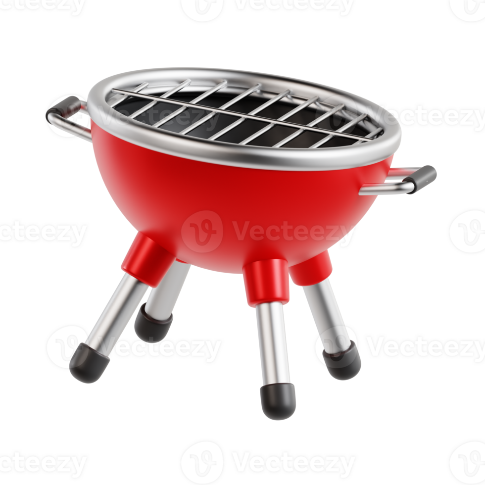 3d barbeque grill with transparent background, spring season 3d set png