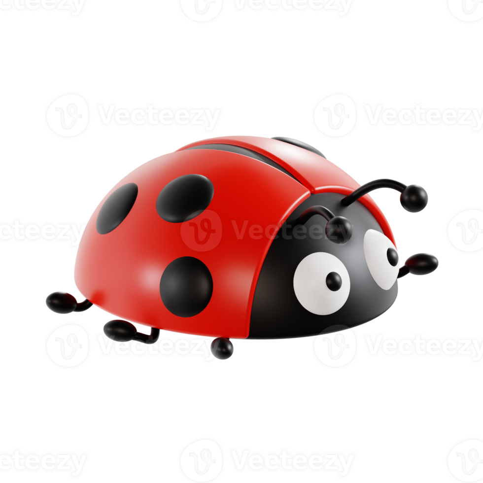 3d coccinella con trasparente sfondo, primavera stagione 3d impostato png