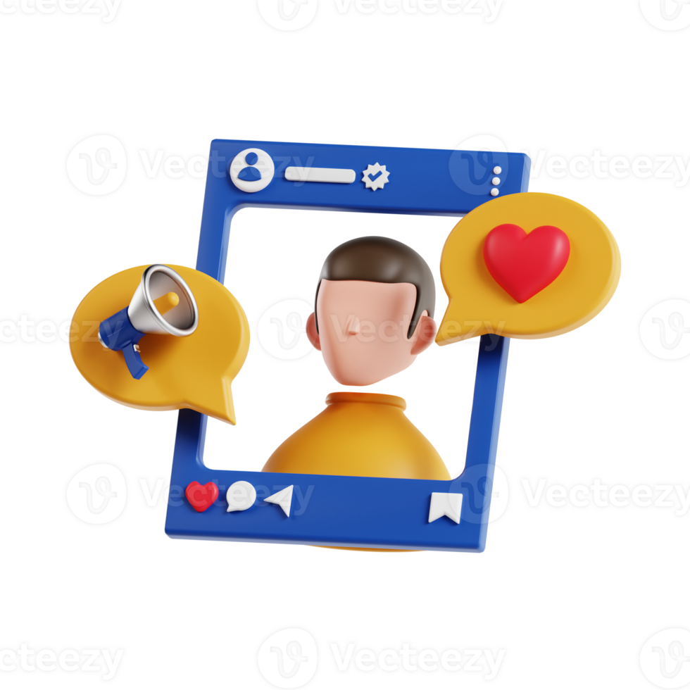 3d social media influencer with transparent background, marketing and advertising png